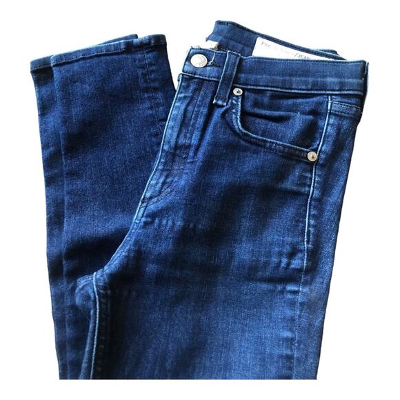 Rag And Bone High Rise Whiskered Faded Ankle Skinny Jeans, Indigo Color, 24 - Picture 4 of 15